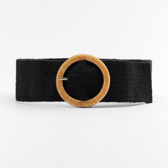 ?NWT. Zara Black Jute Belt with Rectangular Acetate Effect Buckle. Size 30. Zara JUTE BELT WITH ACETATE SQUARE BUCKLE size 30 | eBay main image 2